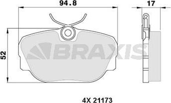 Braxis AA0319 - Комплект спирачно феродо, дискови спирачки vvparts.bg