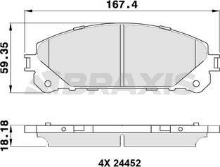 Braxis AA0312 - Комплект спирачно феродо, дискови спирачки vvparts.bg