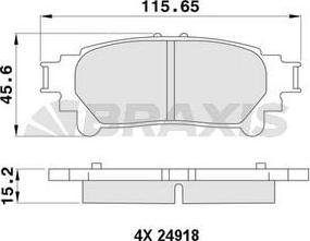 Braxis AA0385 - Комплект спирачно феродо, дискови спирачки vvparts.bg