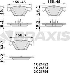 Braxis AA0373 - Комплект спирачно феродо, дискови спирачки vvparts.bg