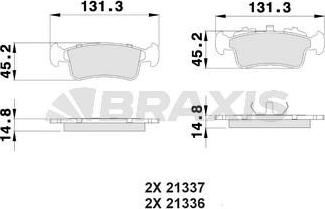 Braxis AA0291 - Комплект спирачно феродо, дискови спирачки vvparts.bg