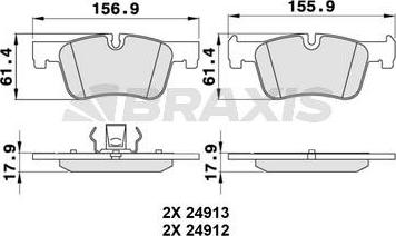 Braxis AA0245 - Комплект спирачно феродо, дискови спирачки vvparts.bg