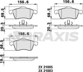 Braxis AA0241 - Комплект спирачно феродо, дискови спирачки vvparts.bg