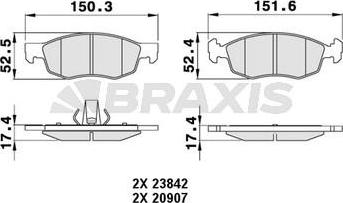 Braxis AA0242 - Комплект спирачно феродо, дискови спирачки vvparts.bg