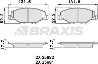 Braxis AA0258 - Комплект спирачно феродо, дискови спирачки vvparts.bg