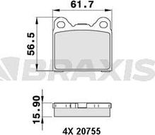 Braxis AA0234 - Комплект спирачно феродо, дискови спирачки vvparts.bg