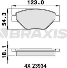 Braxis AA0236 - Комплект спирачно феродо, дискови спирачки vvparts.bg