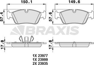 Braxis AA0221 - Комплект спирачно феродо, дискови спирачки vvparts.bg