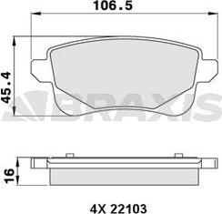 Braxis AA0272 - Комплект спирачно феродо, дискови спирачки vvparts.bg