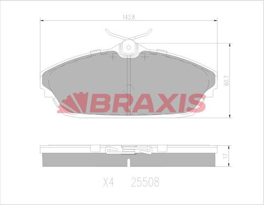 Braxis AA0763 - Комплект спирачно феродо, дискови спирачки vvparts.bg