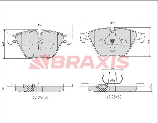 Braxis AA0738 - Комплект спирачно феродо, дискови спирачки vvparts.bg