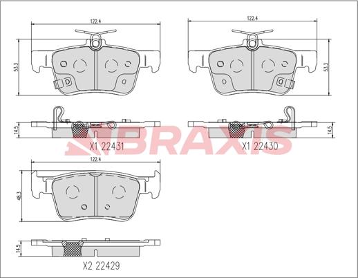 Braxis AA0733 - Комплект спирачно феродо, дискови спирачки vvparts.bg