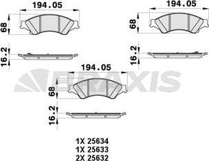 Braxis AB0442 - Комплект спирачно феродо, дискови спирачки vvparts.bg