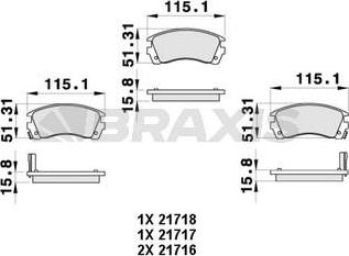 Braxis AB0457 - Комплект спирачно феродо, дискови спирачки vvparts.bg