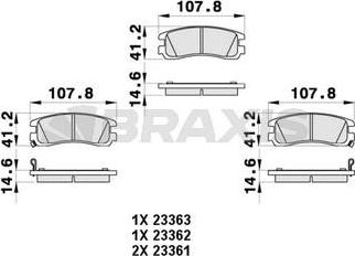 Braxis AB0460 - Комплект спирачно феродо, дискови спирачки vvparts.bg