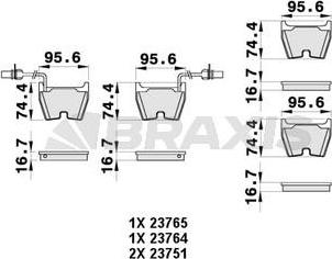 Braxis AB0461 - Комплект спирачно феродо, дискови спирачки vvparts.bg