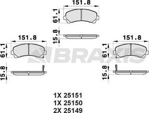 Braxis AB0400 - Комплект спирачно феродо, дискови спирачки vvparts.bg