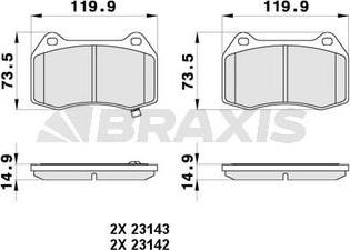 Braxis AB0410 - Комплект спирачно феродо, дискови спирачки vvparts.bg