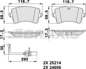 Braxis AB0484 - Комплект спирачно феродо, дискови спирачки vvparts.bg