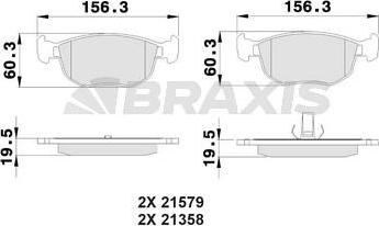 Braxis AB0488 - Комплект спирачно феродо, дискови спирачки vvparts.bg