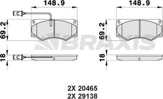 Braxis AB0424 - Комплект спирачно феродо, дискови спирачки vvparts.bg