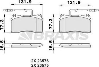 Braxis AB0472 - Комплект спирачно феродо, дискови спирачки vvparts.bg