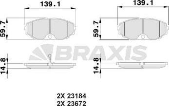 Braxis AB0509 - Комплект спирачно феродо, дискови спирачки vvparts.bg