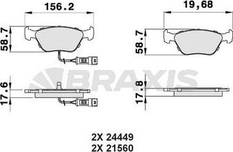 Braxis AB0518 - Комплект спирачно феродо, дискови спирачки vvparts.bg