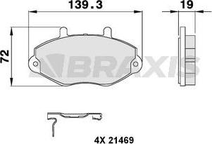 Braxis AB0096 - Комплект спирачно феродо, дискови спирачки vvparts.bg