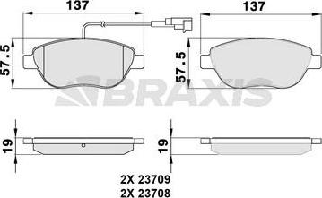 Braxis AB0045 - Комплект спирачно феродо, дискови спирачки vvparts.bg