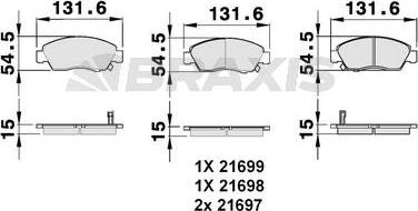 Braxis AB0040 - Комплект спирачно феродо, дискови спирачки vvparts.bg