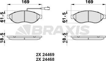 Braxis AB0042 - Комплект спирачно феродо, дискови спирачки vvparts.bg