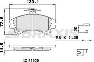 Braxis AB0054 - Комплект спирачно феродо, дискови спирачки vvparts.bg