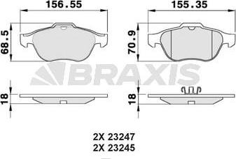 Braxis AB0061 - Комплект спирачно феродо, дискови спирачки vvparts.bg