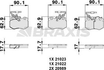 Braxis AB0062 - Комплект спирачно феродо, дискови спирачки vvparts.bg