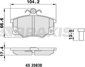 Braxis AB0019 - Комплект спирачно феродо, дискови спирачки vvparts.bg