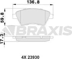 Braxis AB0018 - Комплект спирачно феродо, дискови спирачки vvparts.bg