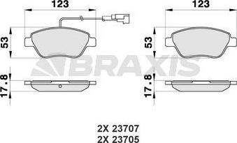 Braxis AB0012 - Комплект спирачно феродо, дискови спирачки vvparts.bg