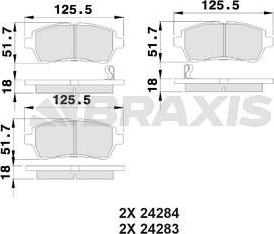 Braxis AB0017 - Комплект спирачно феродо, дискови спирачки vvparts.bg