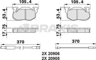 Braxis AB0039 - Комплект спирачно феродо, дискови спирачки vvparts.bg