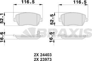 Braxis AB0034 - Комплект спирачно феродо, дискови спирачки vvparts.bg