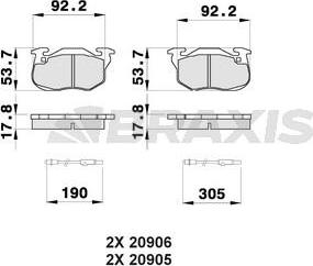 Braxis AB0035 - Комплект спирачно феродо, дискови спирачки vvparts.bg