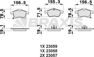 Braxis AB0031 - Комплект спирачно феродо, дискови спирачки vvparts.bg