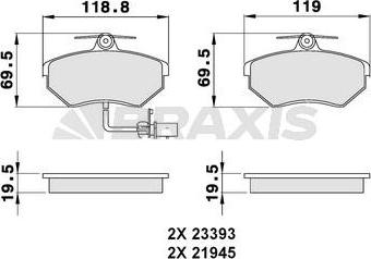 Braxis AB0038 - Комплект спирачно феродо, дискови спирачки vvparts.bg