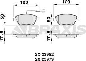 Braxis AB0032 - Комплект спирачно феродо, дискови спирачки vvparts.bg