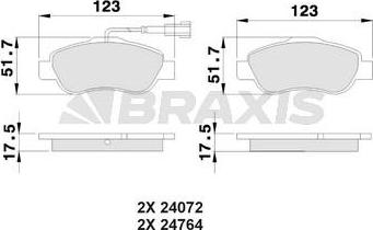 Braxis AB0022 - Комплект спирачно феродо, дискови спирачки vvparts.bg