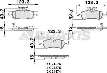 Braxis AB0079 - Комплект спирачно феродо, дискови спирачки vvparts.bg