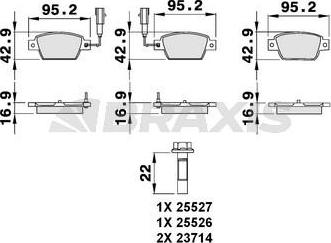 Braxis AB0074 - Комплект спирачно феродо, дискови спирачки vvparts.bg