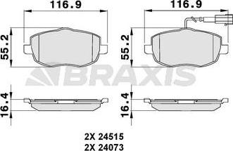 Braxis AB0078 - Комплект спирачно феродо, дискови спирачки vvparts.bg