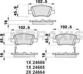 Braxis AB0190 - Комплект спирачно феродо, дискови спирачки vvparts.bg